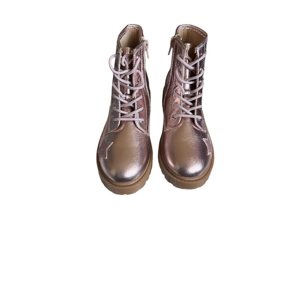 Jellypop Pink Star Lace-Up Boots Size 4M Casual Round Toe